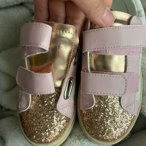 Steve Madden Pink and Gold Glitter Kids Sneakers